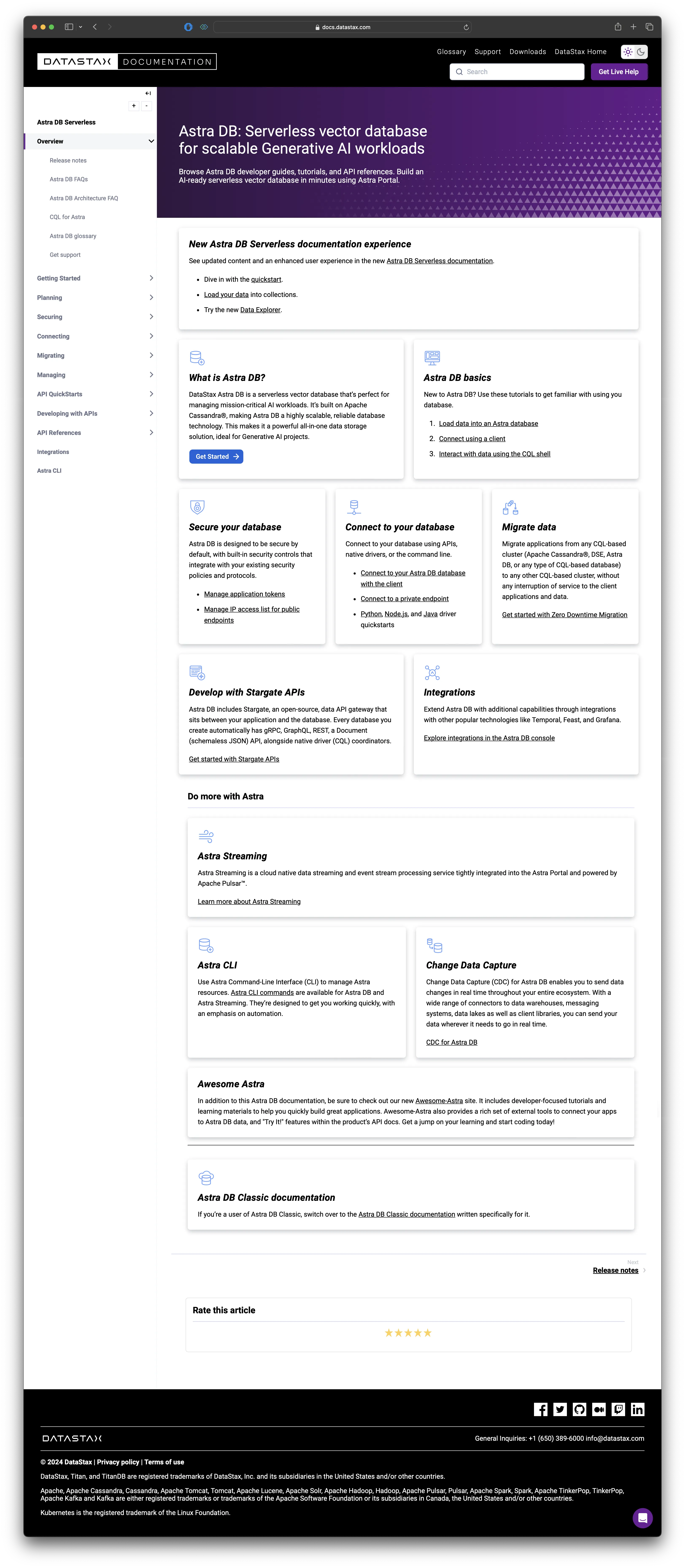Old serverless docs landing page